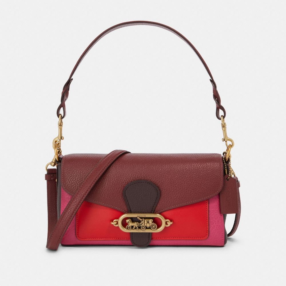 COACH F91070 SMALL JADE SHOULDER BAG IN COLORBLOCK OL/WINE OXBLOOD MULTI