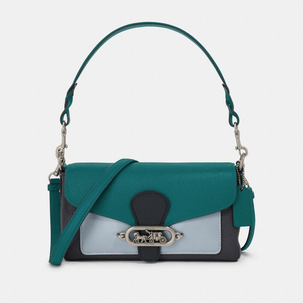 SMALL JADE SHOULDER BAG IN COLORBLOCK - SV/MIDNIGHT VIRIDIAN MULTI - COACH F91070