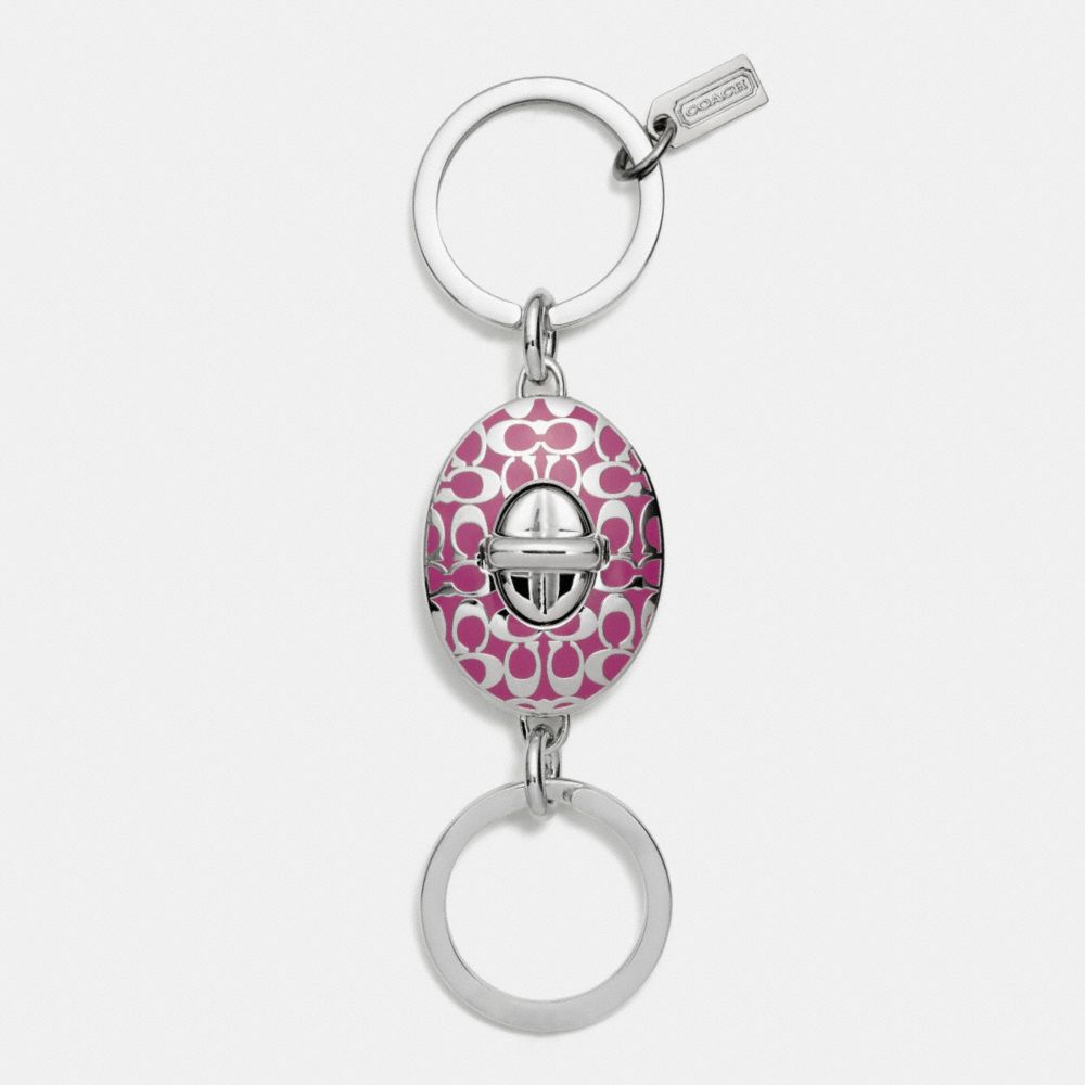 COACH F92190 - SIGNATURE TURNLOCK VALET KEY RING SILVER/MAGENTA