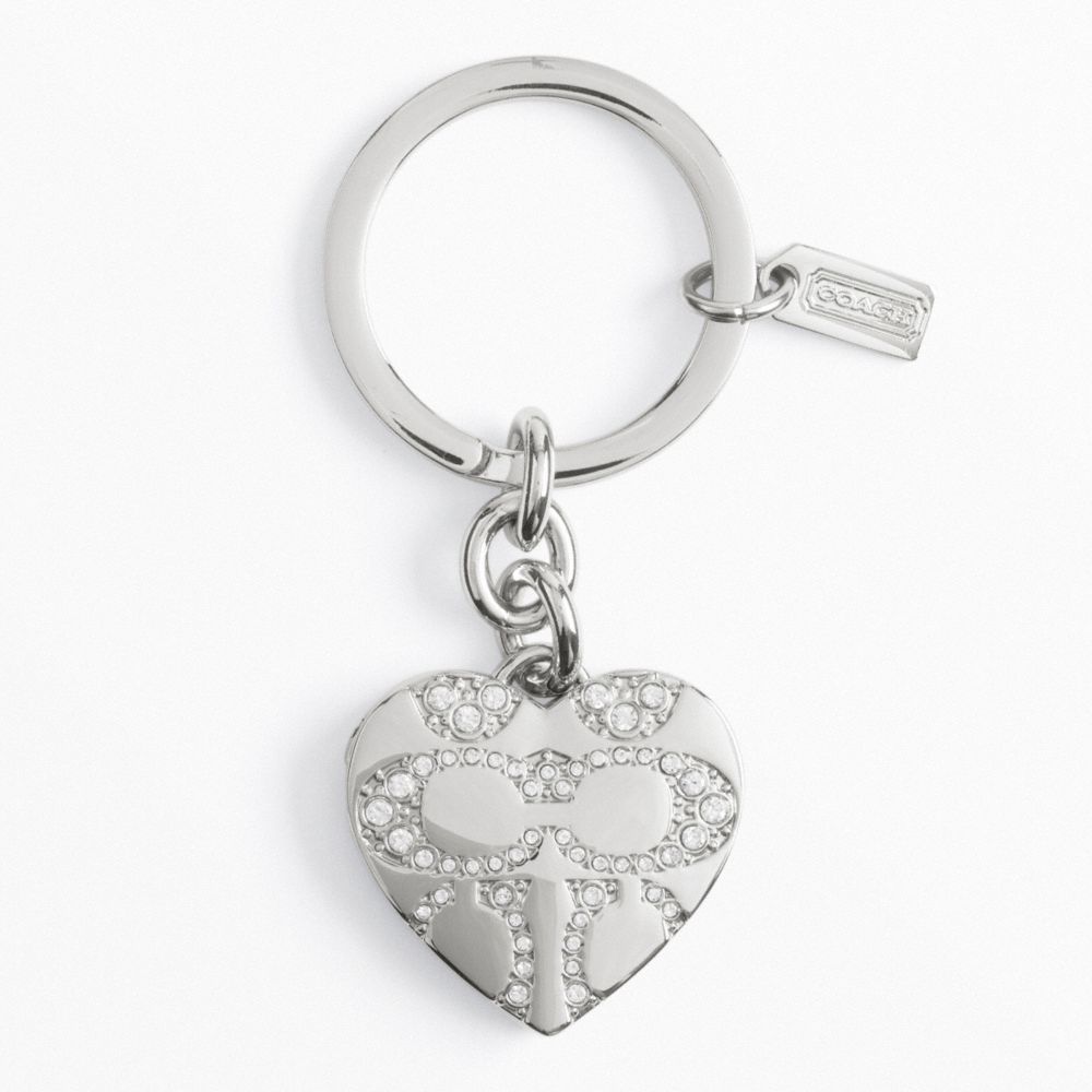 COACH F92416 - PAVE SIGNATURE C HEART LOCKET KEY RING - | COACH ACCESSORIES