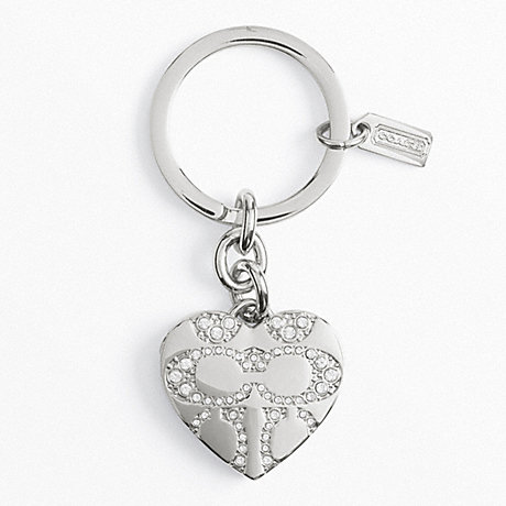COACH F92416 PAVE SIGNATURE C HEART LOCKET KEY RING ONE-COLOR