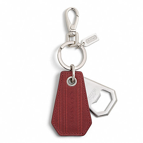 COACH F92997 TICKING STRIPE BOTTLE OPENER KEY RING ONE-COLOR
