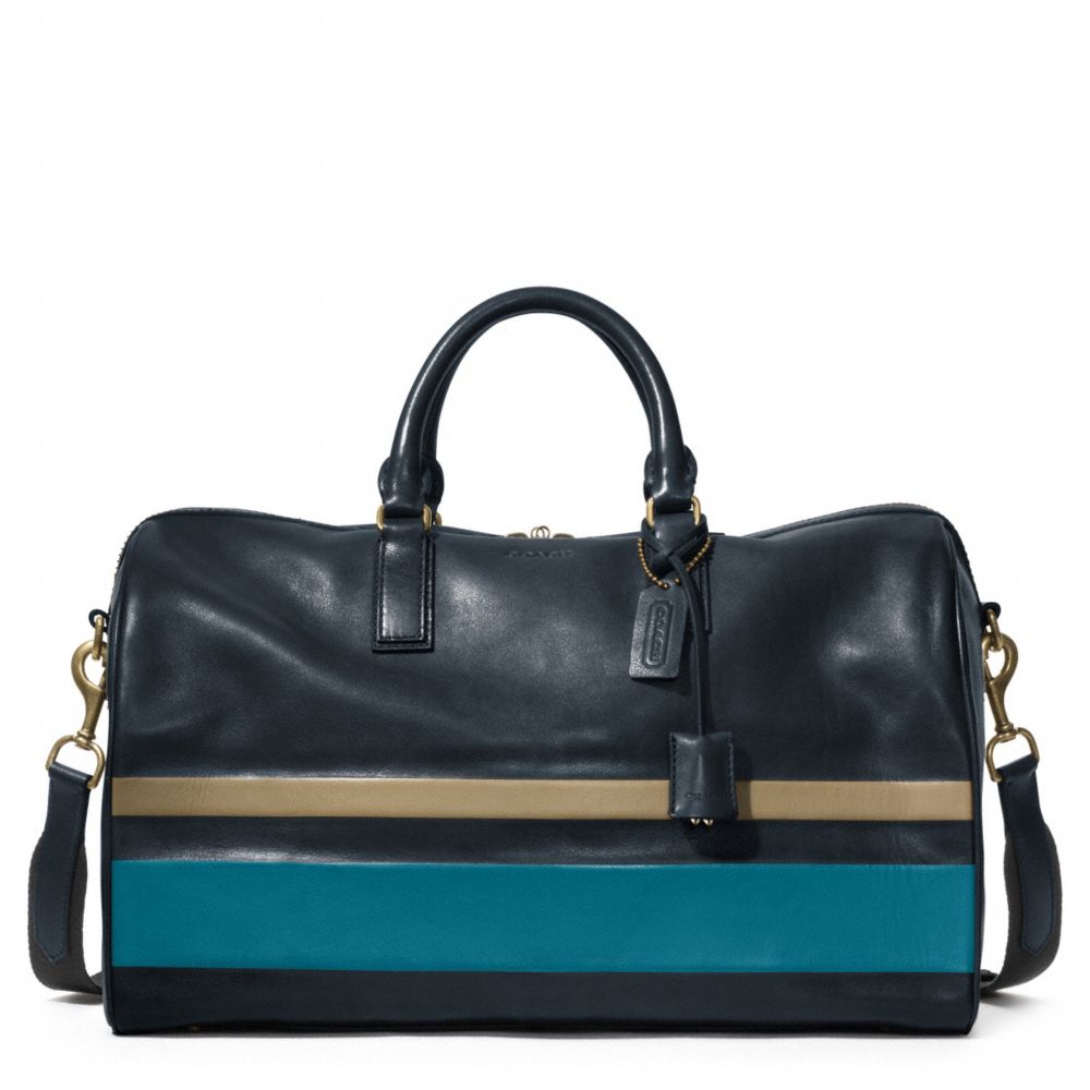 BLEECKER DEBOSSED STRIPE LEATHER BOSTON BAG COACH F93202