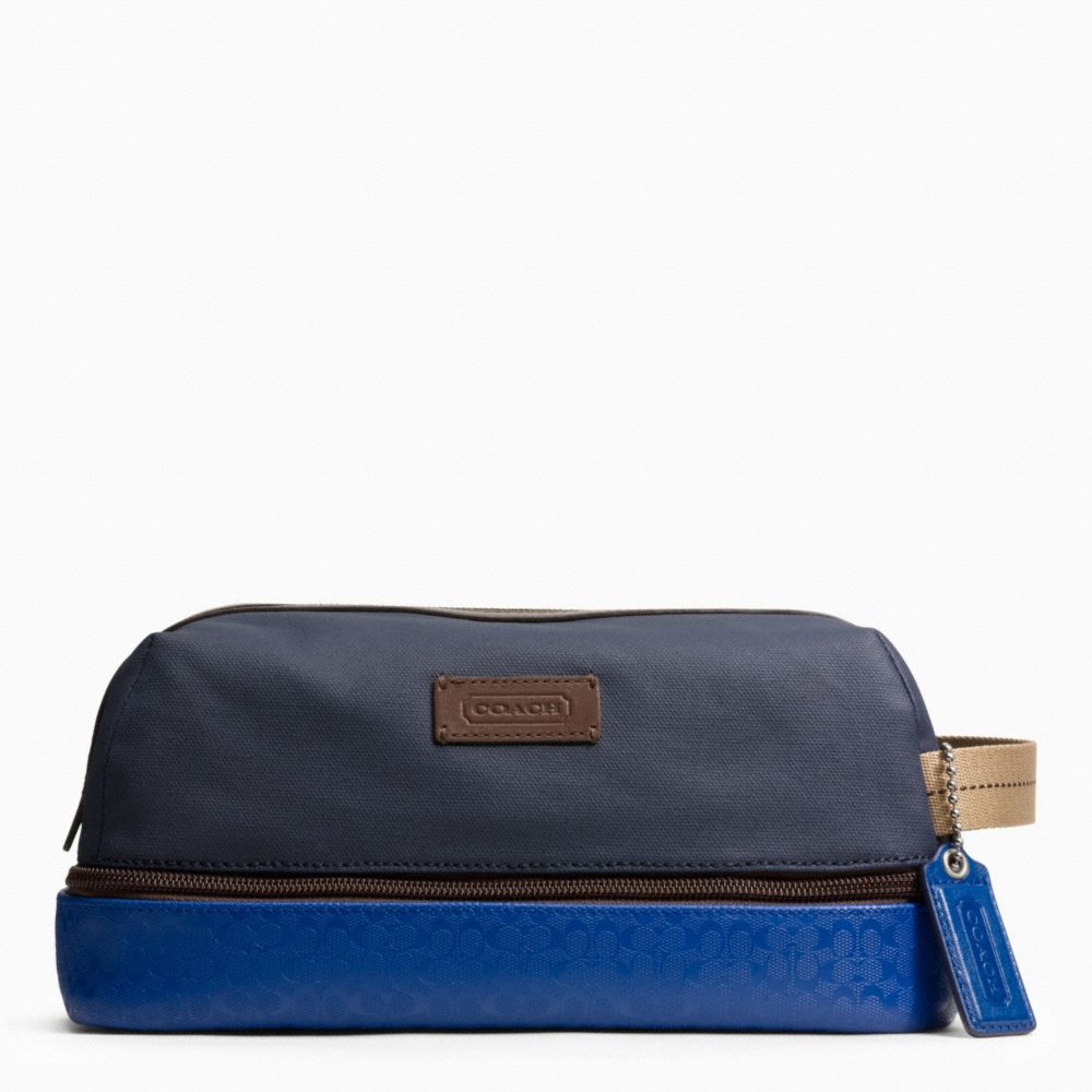 HERITAGE SIGNATURE EMBOSSED PVC CANVAS TRAVEL KIT - SILVER/NAVY/COBALT - COACH F93228