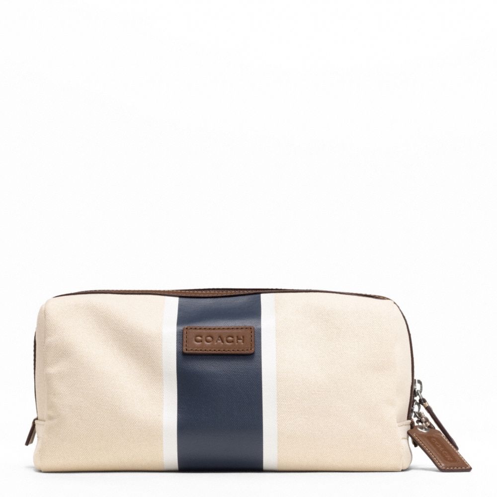 HERITAGE WEB CANVAS PRINTED STRIPE TRAVEL KIT - SILVER/NATURAL/NAVY - COACH F93237