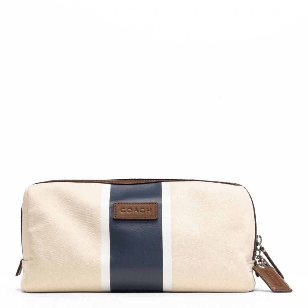 COACH HERITAGE WEB CANVAS PRINTED STRIPE TRAVEL KIT - SILVER/NATURAL/NAVY - F93237