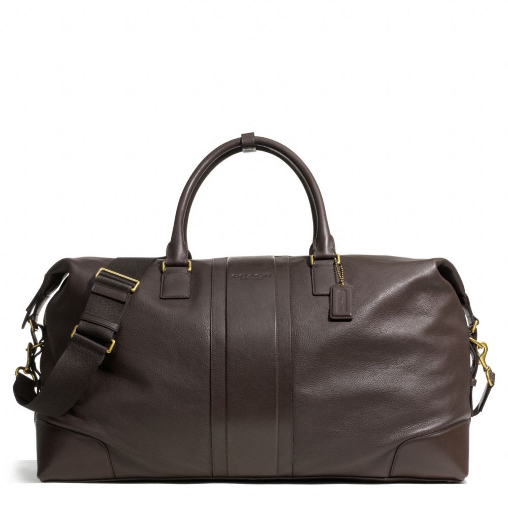 COACH F93304 - HERITAGE WEB LEATHER CABIN BAG - BRASS/MAHOGANY | COACH MEN