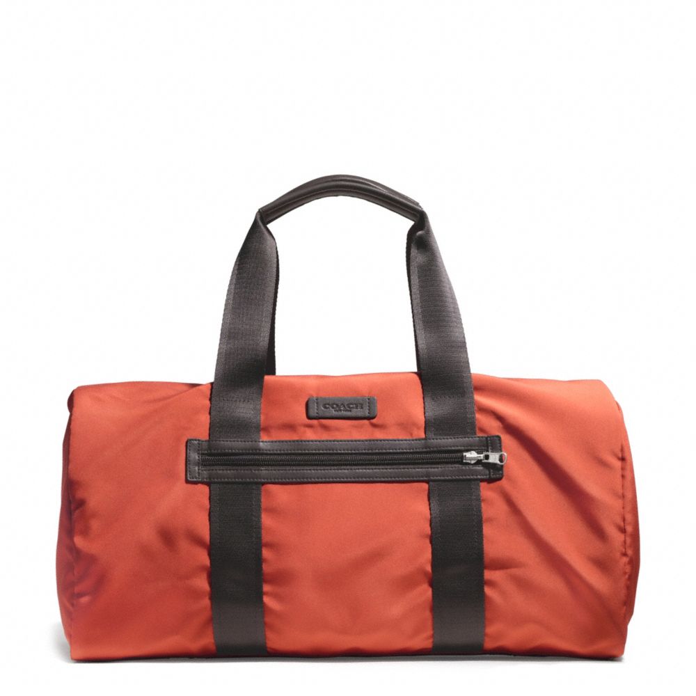 VARICK PACKABLE GYM BAG IN NYLON - GUNMETAL/ORANGE - COACH F93313