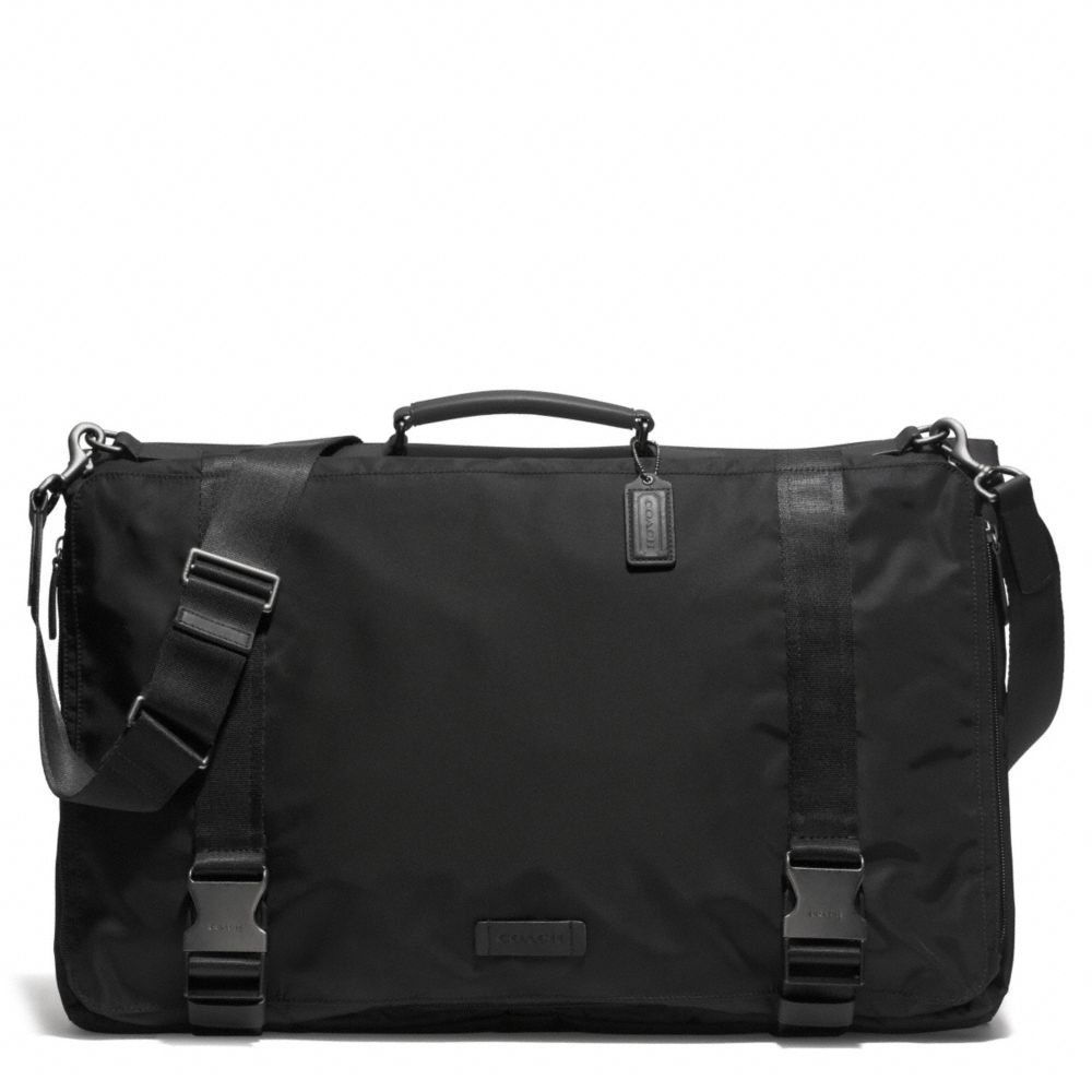 COACH F93316 Varick Nylon Messenger Garment Bag GUNMETAL/BLACK/BLACK