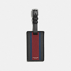 COACH HERITAGE CHECK LUGGAGE TAG - CHARCOALRED - COACH F93395