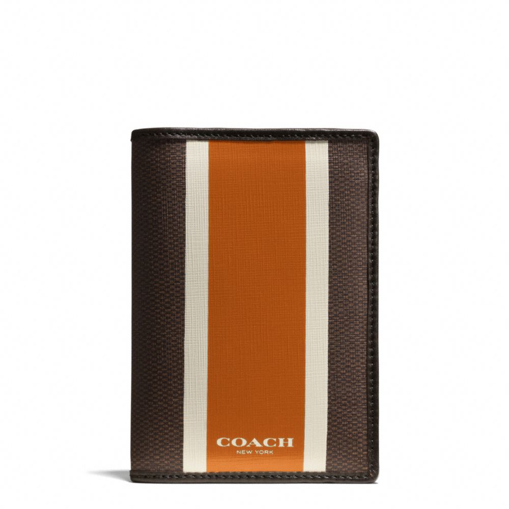 COACH F93396 COACH HERITAGE CHECK PASSPORT CASE ESPRESSO/ORANGE