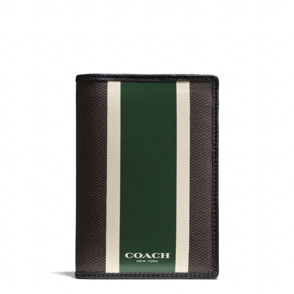 COACH f93396 COACH HERITAGE CHECK PASSPORT CASE ESPRESSO/GREEN