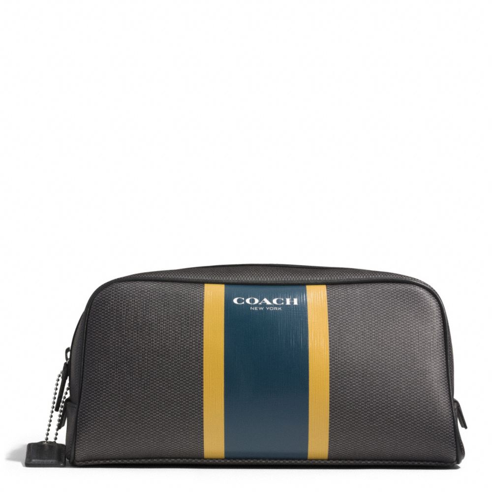 COACH f93397 COACH HERITAGE CHECK TRAVEL KIT CHARCOAL/MARINE