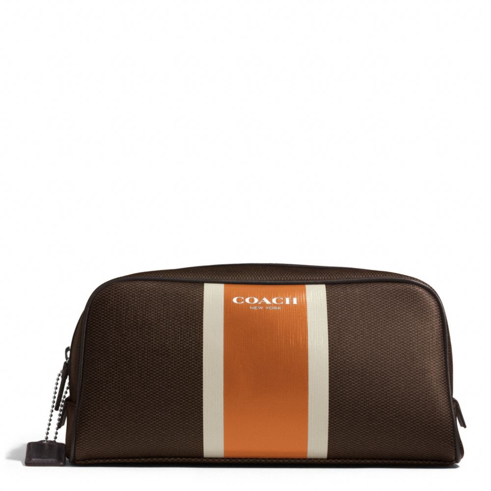 COACH COACH HERITAGE CHECK TRAVEL KIT - ESPRESSO/ORANGE - f93397