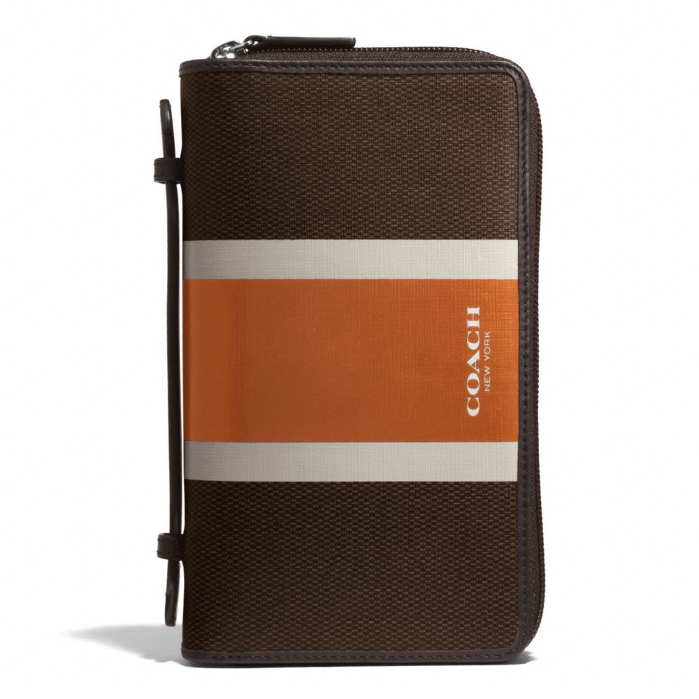 COACH HERITAGE CHECK DOUBLE ZIP TRAVEL ORGANIZER - ESPRESSO/ORANGE - COACH F93398