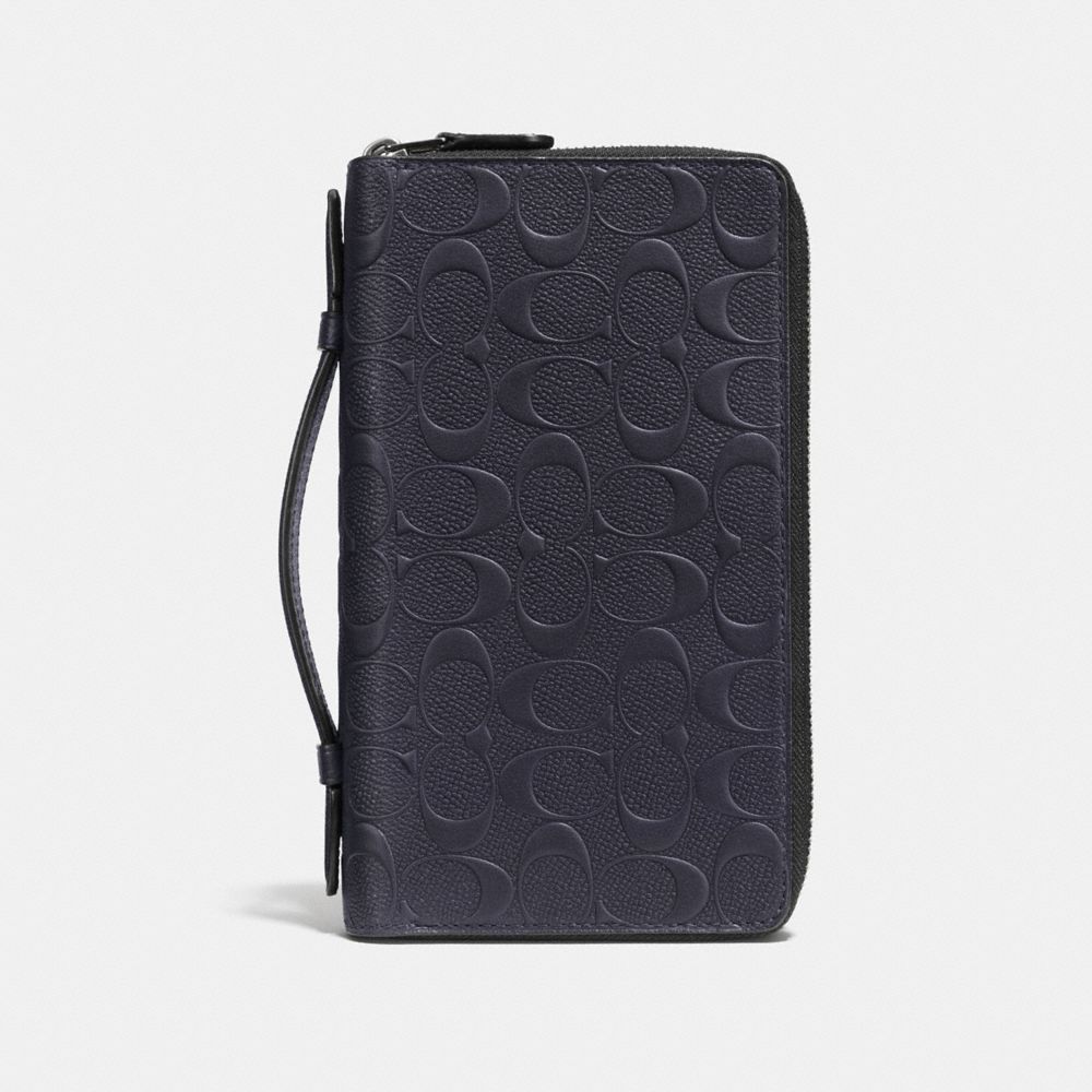 DOUBLE ZIP TRAVEL ORGANIZER IN SIGNATURE LEATHER - MIDNIGHT - COACH F93425