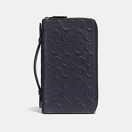 COACH DOUBLE ZIP TRAVEL ORGANIZER IN SIGNATURE LEATHER - MIDNIGHT - F93425