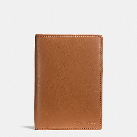 COACH PASSPORT CASE IN LEATHER -  SADDLE - f93451