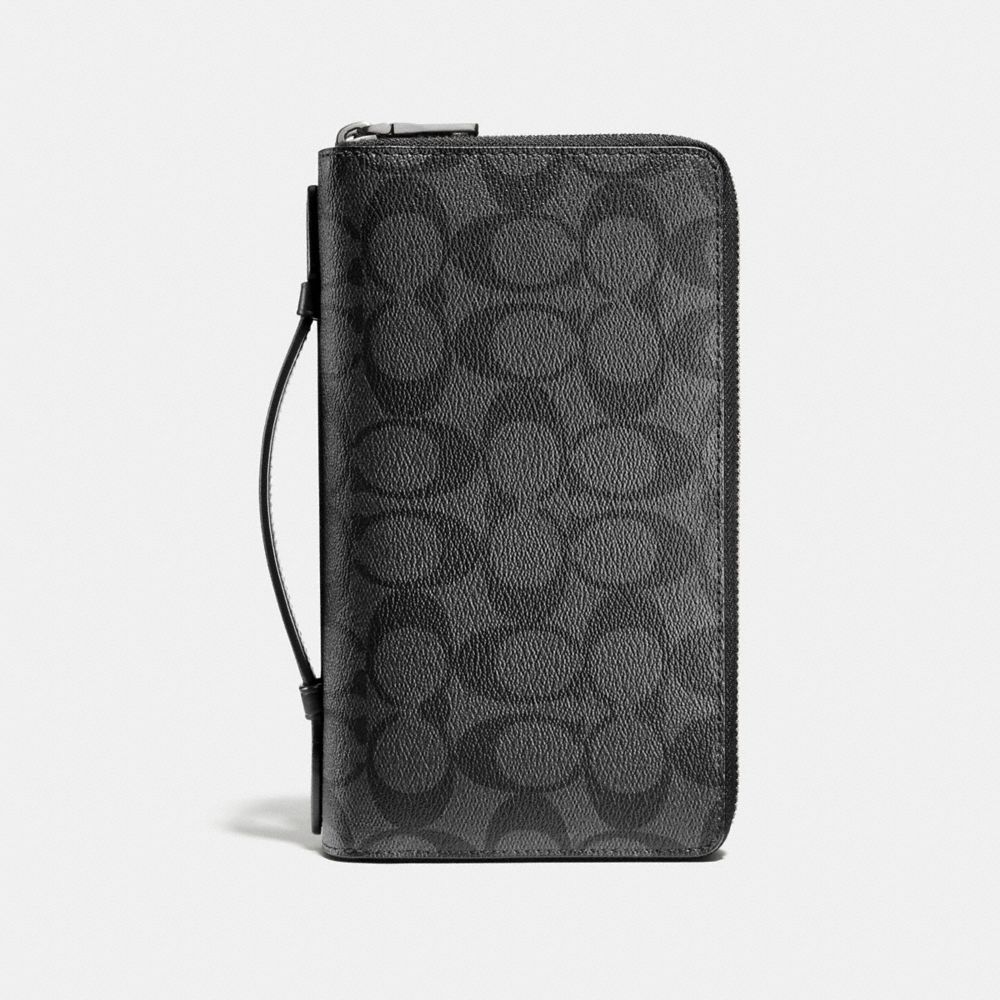 DOUBLE ZIP TRAVEL ORGANIZER IN SIGNATURE - CHARCOAL/BLACK - COACH F93504