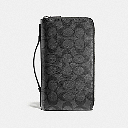 DOUBLE ZIP TRAVEL ORGANIZER IN SIGNATURE - f93504 - CHARCOAL/BLACK