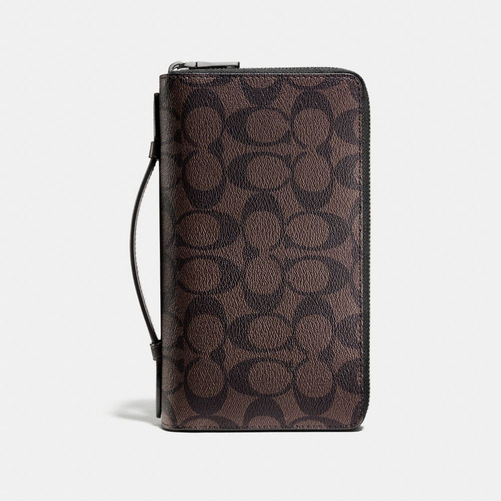 DOUBLE ZIP TRAVEL ORGANIZER IN SIGNATURE - MAHOGANY/BROWN - COACH F93504