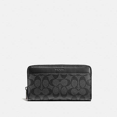 COACH F93510 TRAVEL WALLET IN SIGNATURE CHARCOAL/BLACK