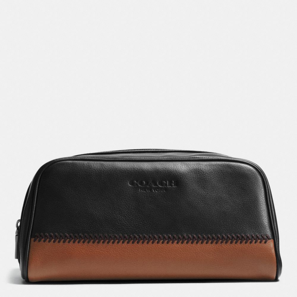 TRAVEL KIT IN BASEBALL STITCH LEATHER - f93539 - BLACK