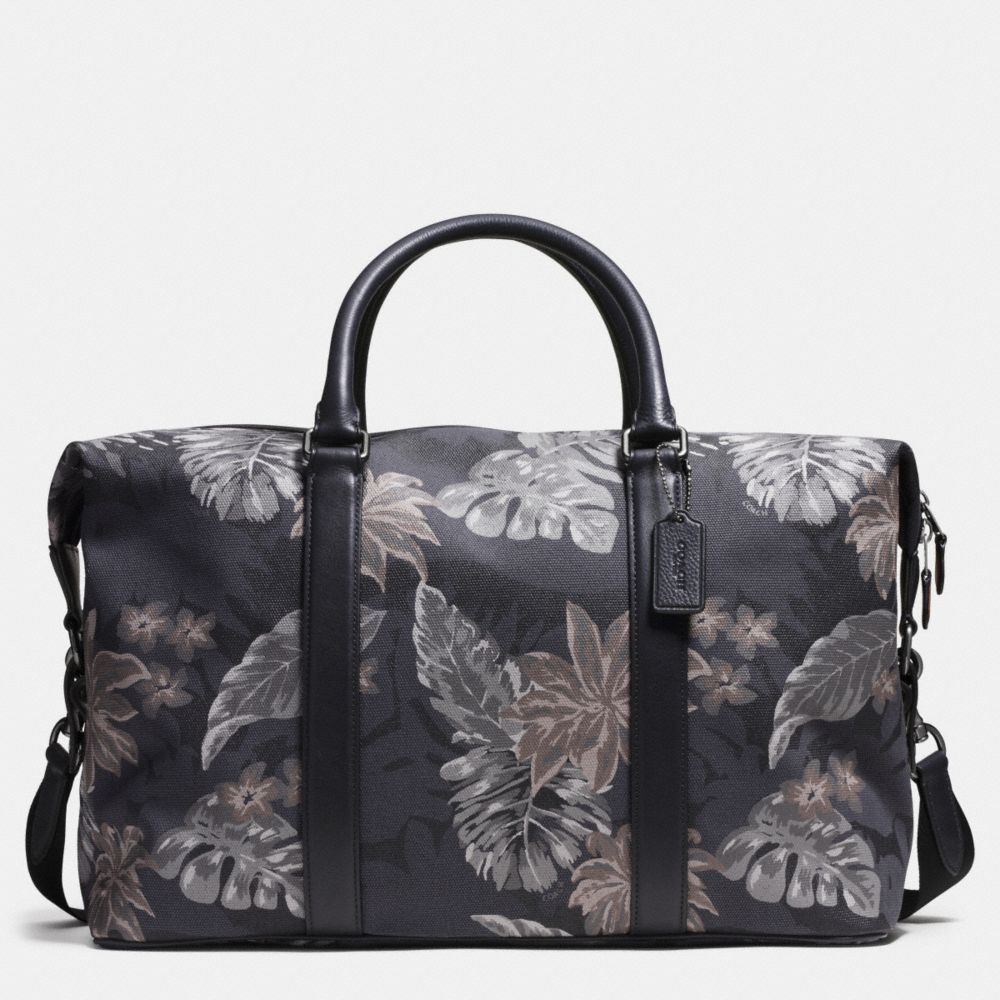 COACH f93578 EXPLORER DUFFLE IN PRINTED CANVAS HAWAIIAN PALM