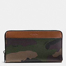 COACH F93589 Travel Wallet In Camo Print Coated Canvas GREEN CAMO