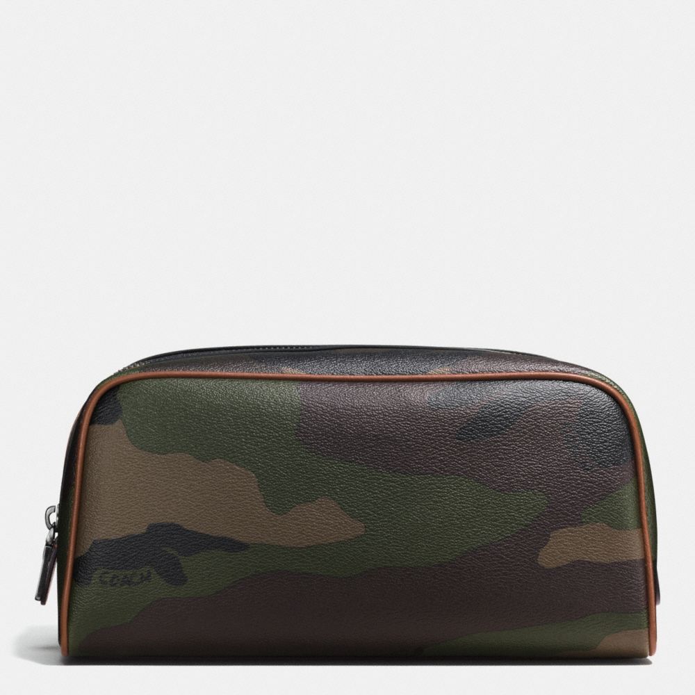 TRAVEL KIT IN CAMO PRINT COATED CANVAS - f93590 - GREEN CAMO