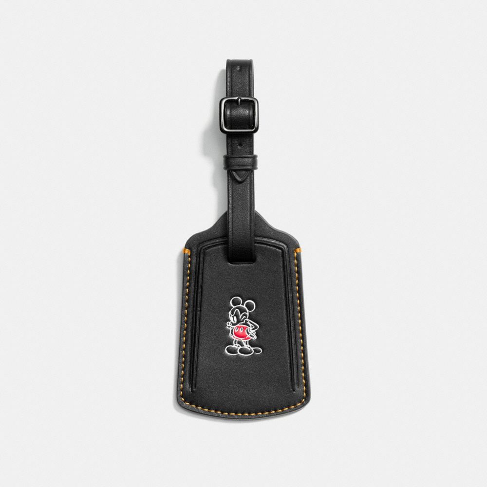 MICKEY LUGGAGE TAG IN GLOVETANNED LEATHER - f93601 - BLACK