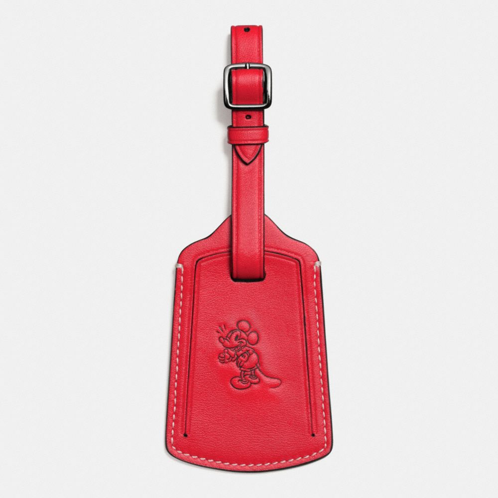 COACH F93601 Mickey Luggage Tag In Glovetanned Leather RED