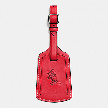 COACH F93601 MICKEY LUGGAGE TAG IN GLOVETANNED LEATHER RED