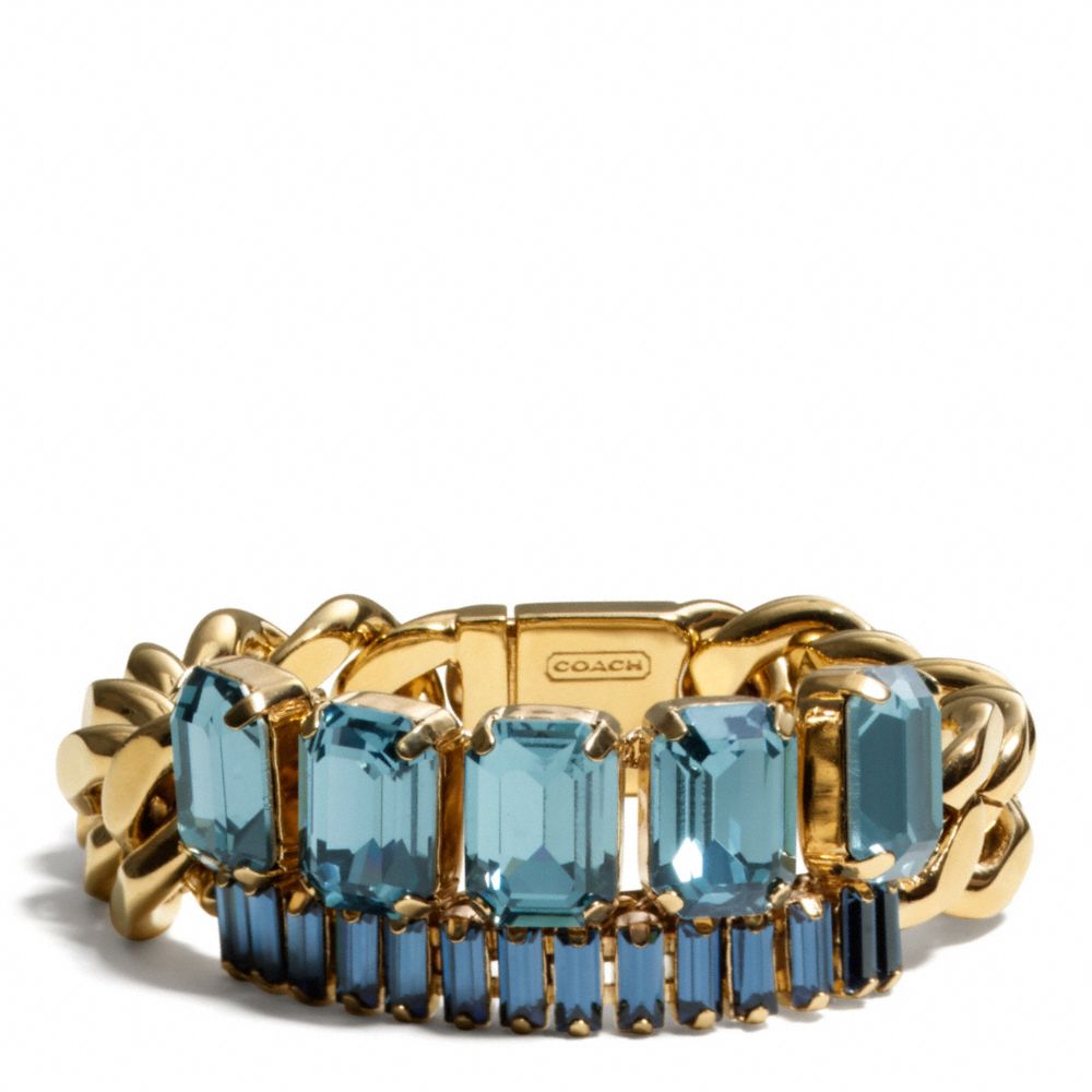 COACH f94006 BAGUETTE CHAIN BRACELET GOLD/BLUE