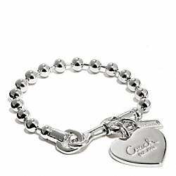 COACH F94025 Ball Chain Heart Charm Bracelet SILVER/SILVER