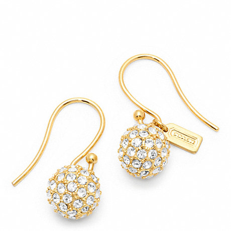 COACH F94163 PAVE BALL DROP EARRING GOLD/GOLD