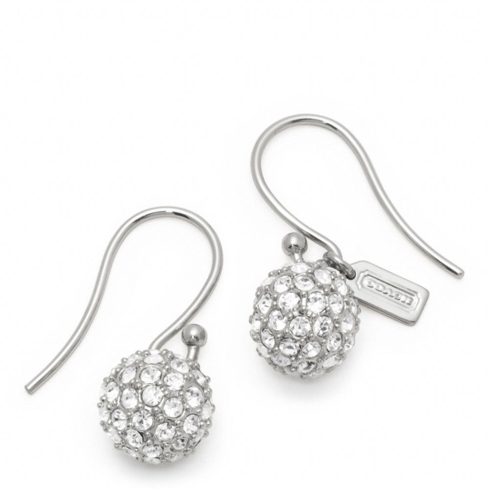 COACH f94163 PAVE BALL DROP EARRING SILVER/SILVER