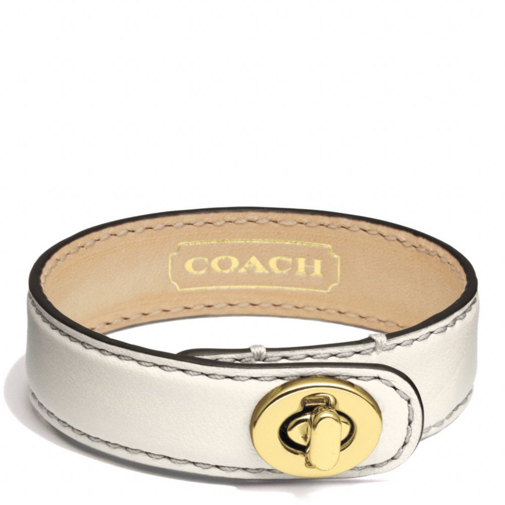 COACH F94165 Leather Wrap Turnlock Bracelet GOLD/IVORY