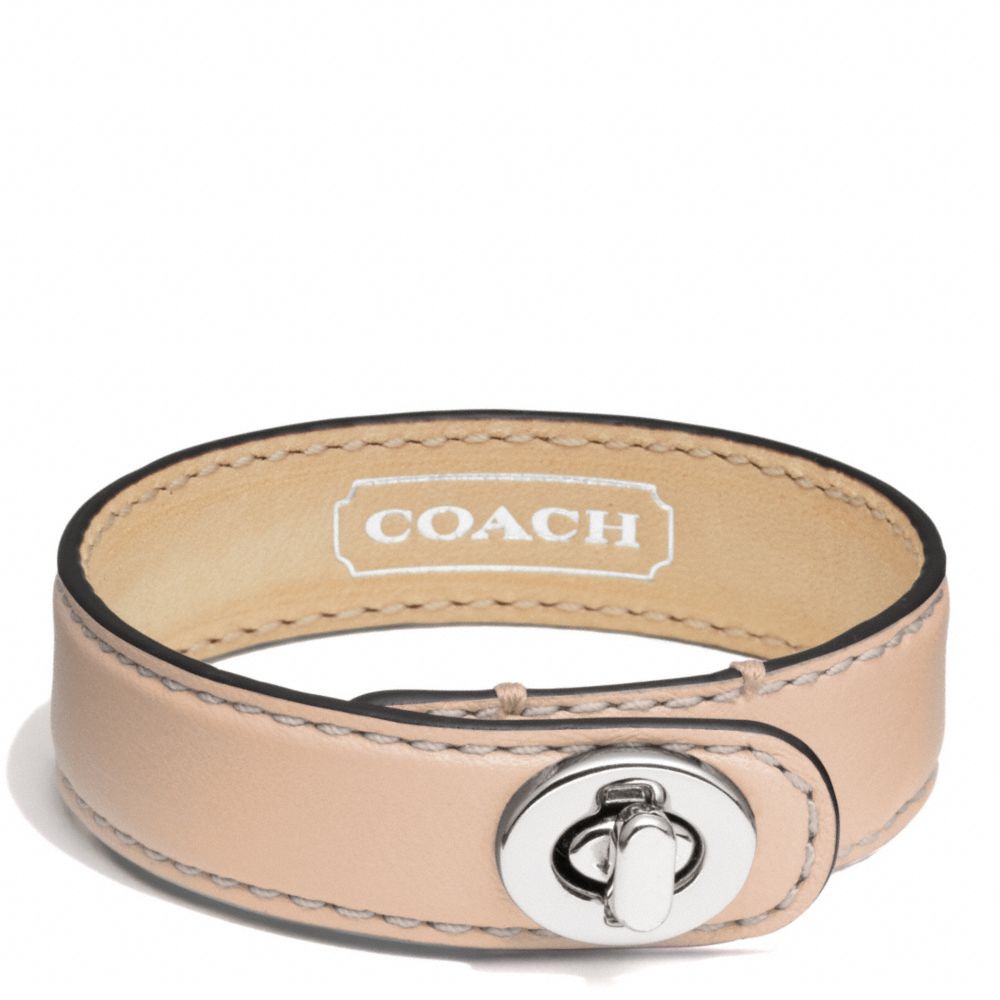 COACH F94165 Leather Wrap Turnlock Bracelet SILVER/VACHETTA