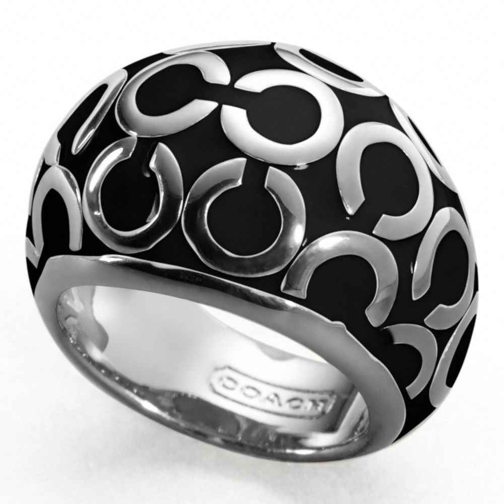 COACH OP ART ENAMEL DOMED RING - SILVER/BLACK - f94428