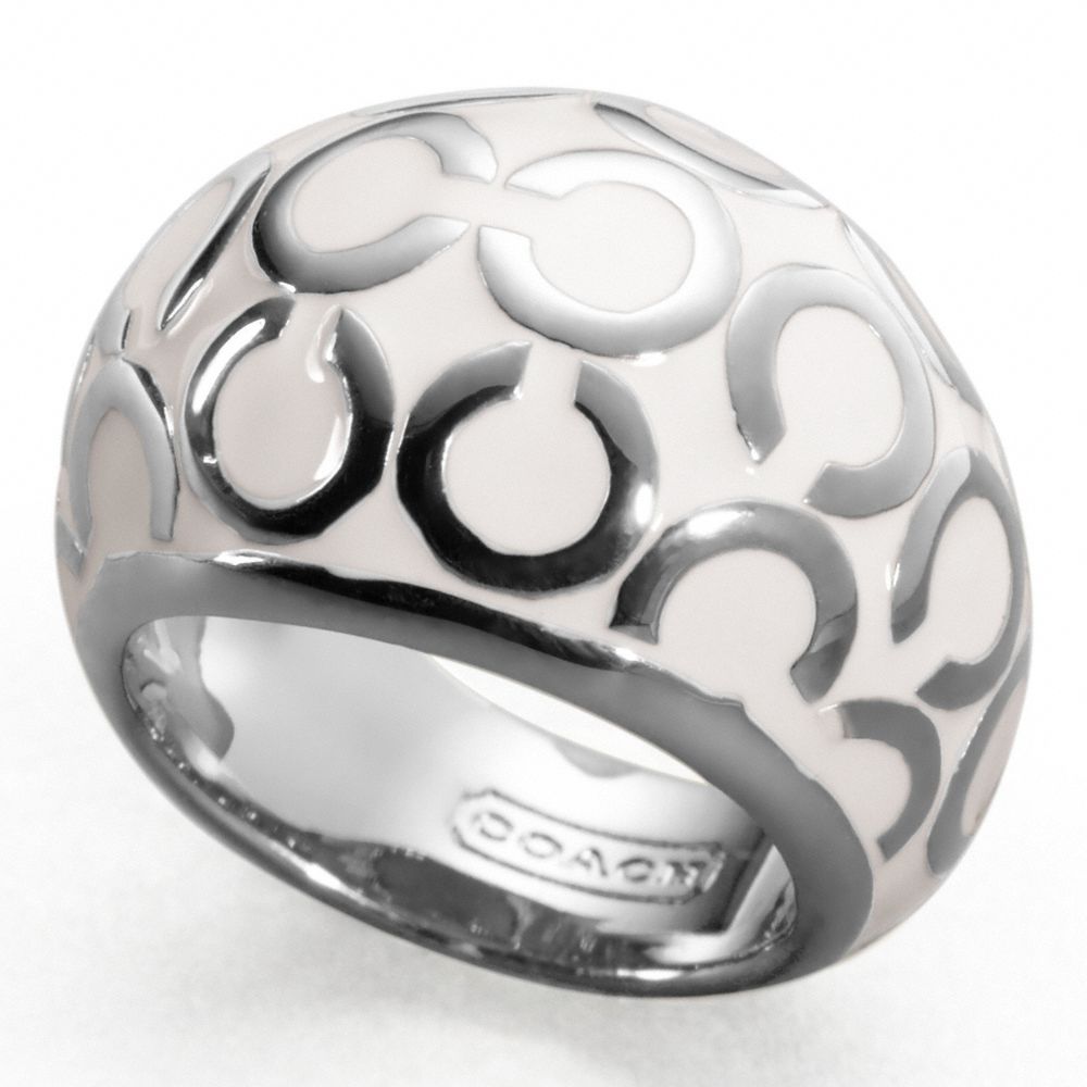 COACH F94428 Op Art Enamel Domed Ring SILVER/WHITE