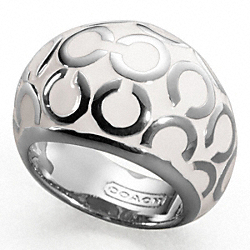 COACH F94428 Op Art Enamel Domed Ring SILVER/WHITE