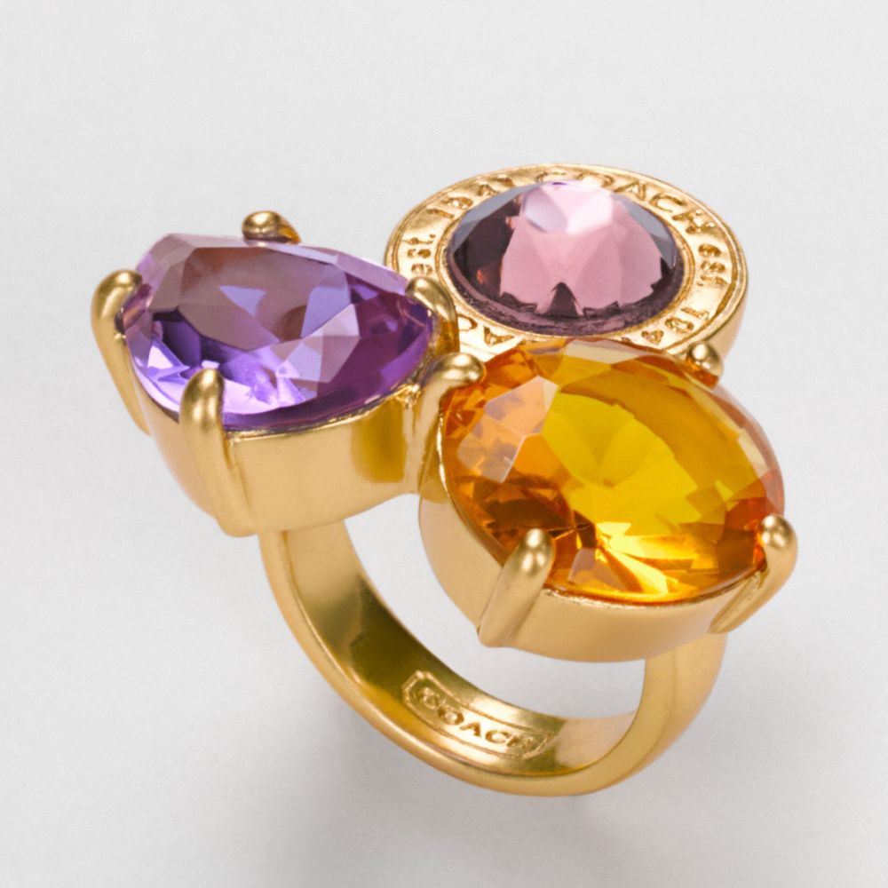 COACH f94564 DAPHNE THREE STONE CLUSTER RING 