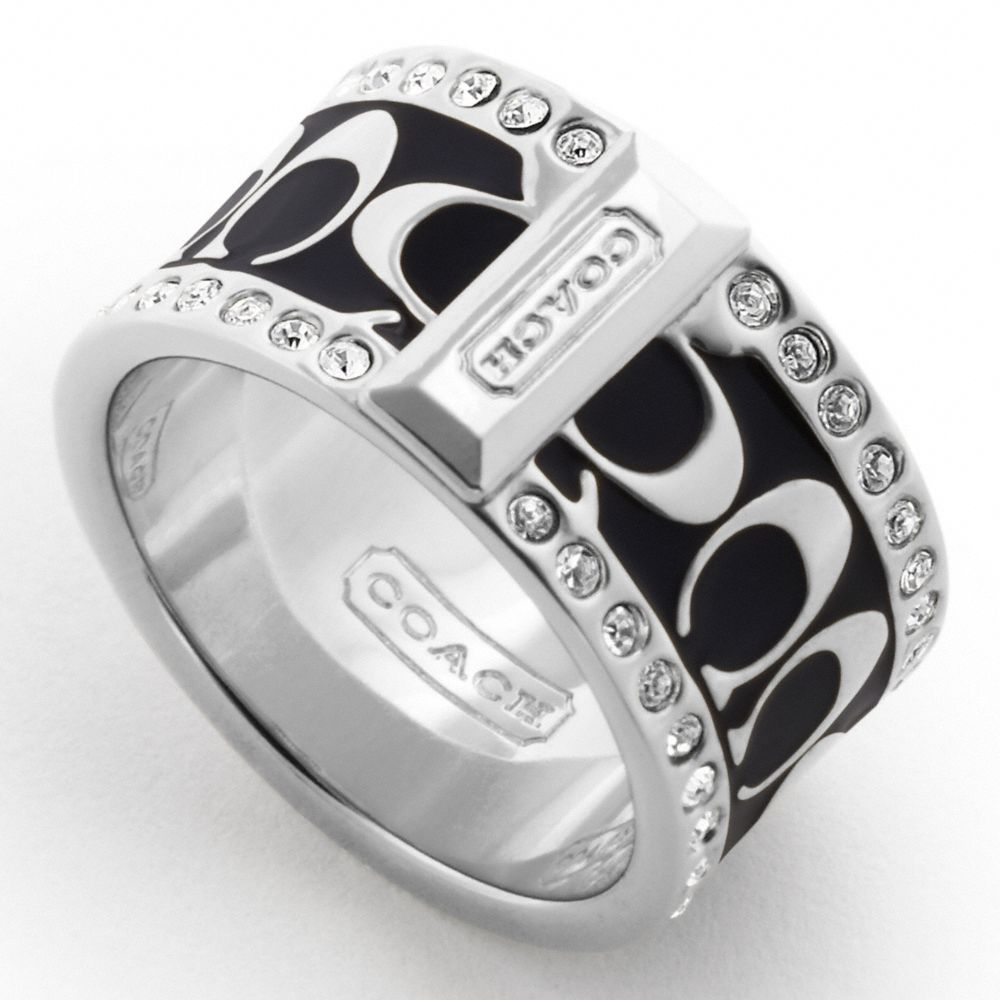 COACH f94699 PAVE SIGNATURE ENAMEL RING 