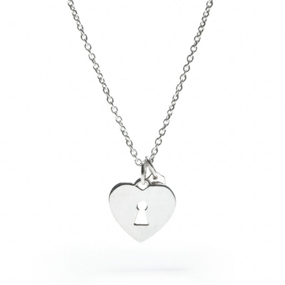 COACH STERLING KEYHOLE HEART PENDANT NECKLACE - ONE COLOR - F95122