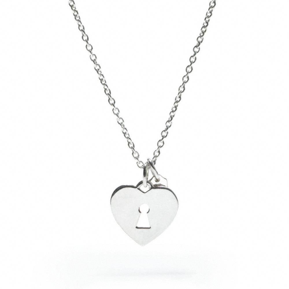 STERLING KEYHOLE HEART PENDANT NECKLACE COACH F95122