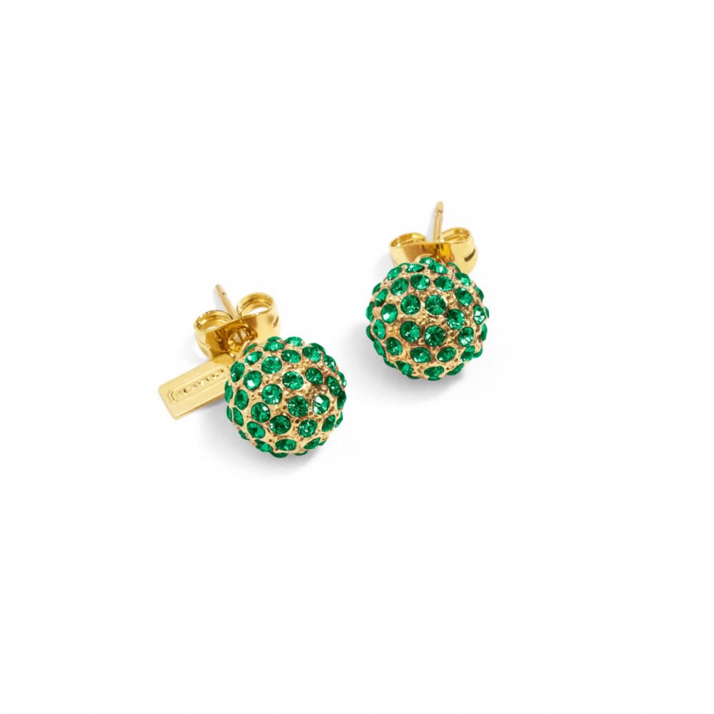 COACH F95252 Holiday Pave Stud Earrings GOLD/GREEN