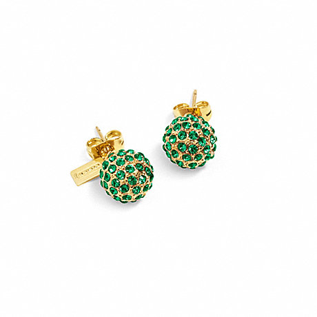 COACH F95252 HOLIDAY PAVE STUD EARRINGS GOLD/GREEN