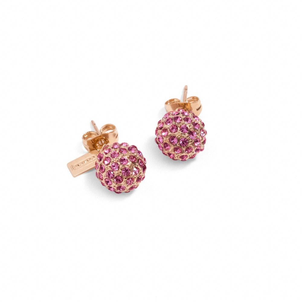 COACH HOLIDAY PAVE STUD EARRINGS - ROSEGOLD/FUCHSIA - f95252