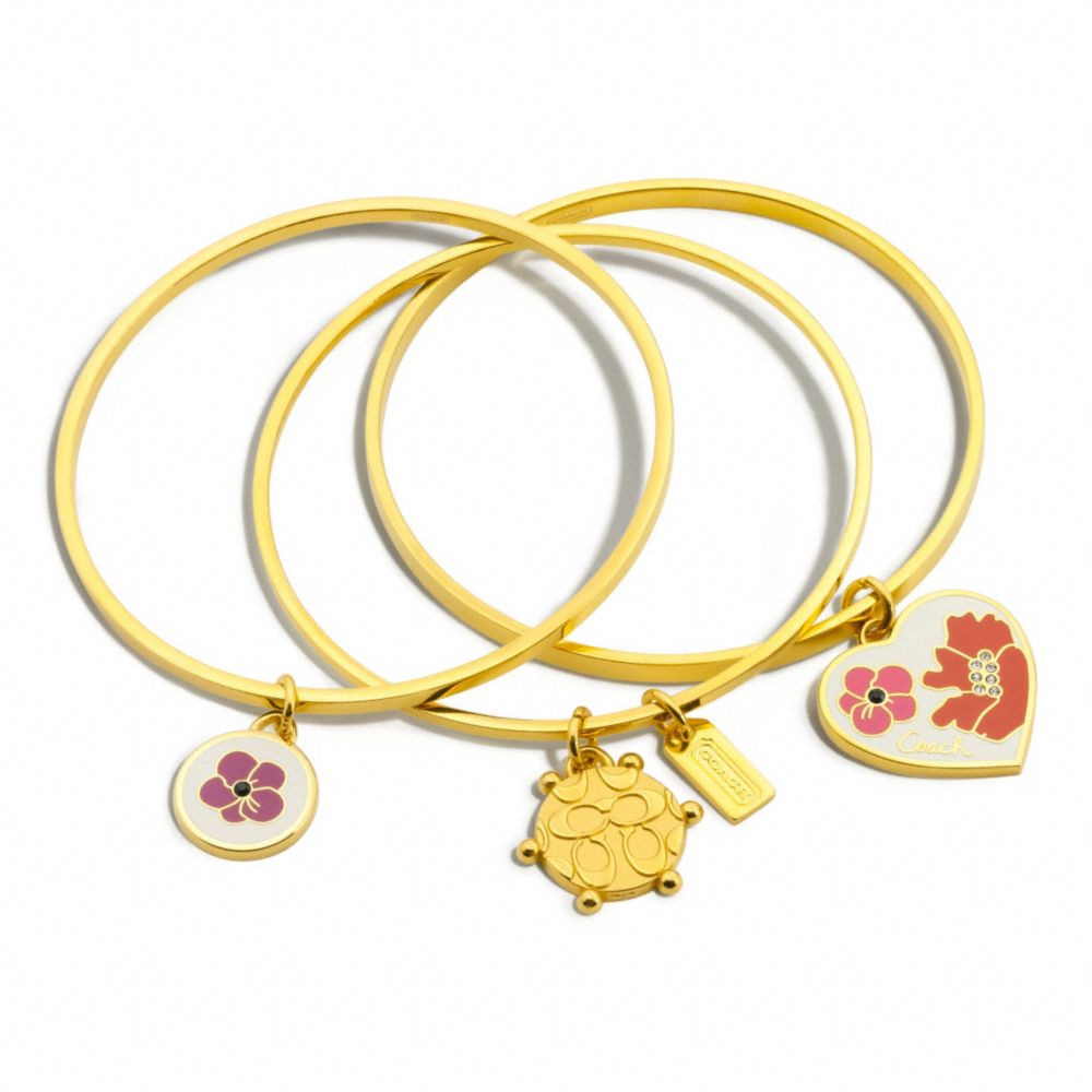 POPPY HEART AND FLOWER BANGLE SET - f95332 - F95332GDI2